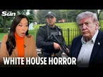 Moment gunshots ring out and reporters dive for cover outside White House as suspect shot dead