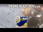 Terrifying moment kamikaze drone explodes & shreds Ukrainian cameraman