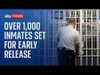 More than 1,000 prisoners set to be released early in England and Wales