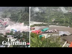 Footage shows raging flash flood tearing into Indian town of Dharali