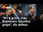 Julgamento Bolsonaro: 8/1 foi grave, mas ex-presidente não participou e repudiou o golpe, diz defesa