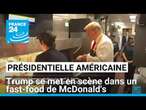 Présidentielle américaine : Donald Trump se met en scène dans un fast-food de McDonald's