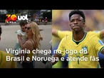 Virginia chega ao estádio com filha no colo em meio a rumores de reconciliação com Vini Jr
