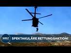 KALIFORNIEN: Spektakuläre Rettungsaktion! Feuerwehrmann von Helikopter aus Flammeninferno gerettet!