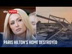 Paris Hilton posts footage of her destroyed Malibu home on social media following the LA wildfires