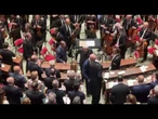 80 anni Costituente, stretta di mano tra Mattarella e Meloni dopo discorso Presidente Repubblica