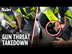 Moment cops TACKLE ‘gunman’ prowling outside Chelsea's ground in full tactical gear