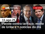 EUA fazem novas críticas a Moraes, e governo Lula reage; Uribe morre na Colômbia; tarifaço + ao vivo