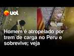 Homem dorme nos trilhos, é atropelado por trem de carga no Peru e sobrevive ao acidente; veja vídeo