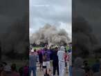 Moment skyscraper damaged during Hurricane in Louisiana is imploded