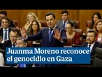 Juanma Moreno reconoce el genocidio en Gaza durante una sesión del Parlamento andaluz