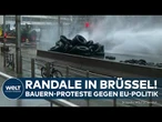 BAUERN-PROTEST: Wasserwerfer in Brüssel! Randale auf Demo bei Treffen der EU-Landwirtschaftsminister