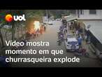 Churrasqueira explode e deixa feridos no Espírito Santo; vídeo mostra momento do incidente