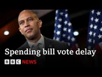 Democratic leader gives marathon speech to delay vote on Donald Trump's spending bill | BBC News