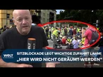 AFD-PARTEITAG IN ERFURT: „Hier wird nicht geräumt werden“ | Sitzblockaden mitten in der Stadt