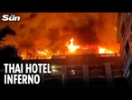Raging inferno breaks out at packed hotel forcing hundreds of tourists to run to safety
