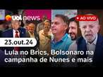 Lula no Brics; Bolsonaro com Nunes, atirador é morto em Novo Hamburgo e+ notícias ao vivo| UOL News