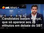 Debate SBT: Candidatos isolam Pablo Marçal, que só aparece aos 23 minutos do programa