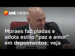 Moraes faz piadas e adota estilo 'paz e amor' em depoimentos de réus da trama golpista; assista