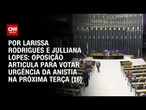 Oposição articula para votar urgência da anistia na próxima terça (16) | BASTIDORES CNN