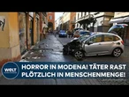 HORROR IN MODENA: Autofahrer rast in Menschenmenge – Acht Menschen verletzt!