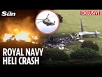 Shocking! Royal Navy helicopter explodes midair & crashes into a field, leaving no hope of survivors
