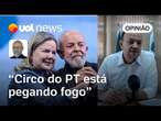 Governo fica em segundo plano enquanto circo do PT pega fogo com Gleisi x Edinho, diz Josias