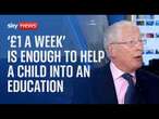 '£1 a week will give an education to a child', says Street Child patron Nick Hewer