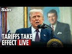 LIVE: Trump signs executive orders as US tariffs take effect in escalating trade war