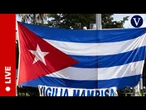 Cuban activists in exile hold a press conference