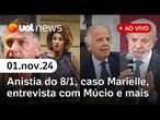 Bolsonaro fala de anistia, MBL tenta formar partido, José Múcio ao vivo, caso Marielle + | UOL News