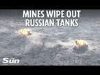 Two Russian tanks obliterated after rolling into Ukrainian landmine trap