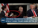 USA: Mitten bei Pressekonferenz! Plötzlich steckt Rubio Trump einen Zettel zu! Der reagiert sofort