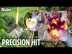 Dramatic footage shows Ukraine forces' lightning strike on derelict house hiding Russian troops