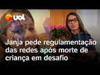 Janja cobra regulamentação das redes com votação no Congresso após morte de criança em desafio