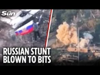 Flag-waving Russians wiped out by huge explosion after stunt backfires