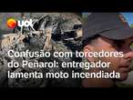 Dono de moto incendiada em confusão com torcedores do Peñarol usava veículo para trabalhar e lamenta