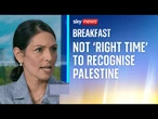 Priti Patel says it 'is not the right time' to recognise Palestinian statehood