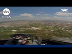 View from the cockpit of an F-22 flying over D.C.