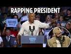 Barack Obama raps Eminem lyrics in front of cheering crowd at Kamala Harris rally in Detroit