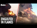 Moment Ukraine drones DESTROY Russian fuel train after it was halted by defence forces in Crimea