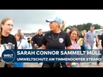 TIMMENDORFER STRAND: Sarah Connor sammelt Müll - Vor Konzert mit Müllzange! Zeichen für Umweltschutz