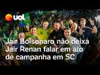 Bolsonaro não deixa filho Jair Renan falar em ato de campanha em Balneário Camboriú; veja vídeo