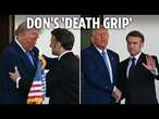 Trump & Macron locked in awkward tug-of-war handshake ahead of Ukraine talks