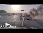 Footage shows Texas police officer rescuing man from burning car