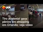 Tiro acidental gera pânico e correria em shopping em Orlando, na Flórida, nos Estados Unidos; vídeo