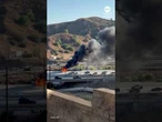 Smoke billows after semi-truck carrying Teslas catches fire