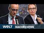 GROßDEMOS ZUR BRANDMAUER: Angst vor Rechtsruck? Merz äußert sich zum Koalitionsplan | WELT STREAM