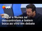 Pablo Marçal e Nunes se descontrolam e batem boca aos gritos durante debate RedeTV: 'Parem os dois'