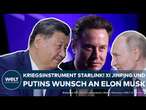 ELON MUSK: PUTIN bittet Tech-Milliardär um Starlink-Sperre in Taiwan - Einfluss auf Kriegsführung?